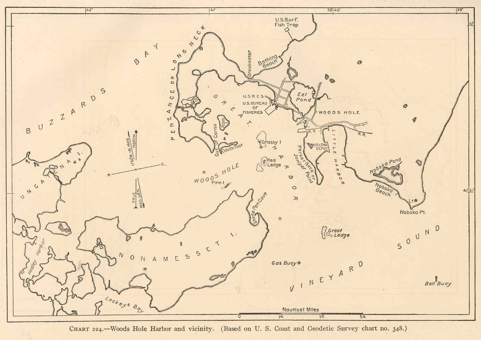 FMIB 40207 Woods Hole Harbor and Vicinity (Based on U S Coast and Geodetic Survey chart no348) — WHOI aux Webby Awards : l'océan conquiert le web