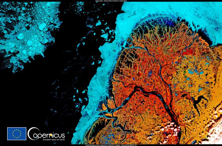 The thawing of the Yukon River Delta in Alaska (Copernicus) — Le pergélisol fond : l'Arctique libère son carbone
