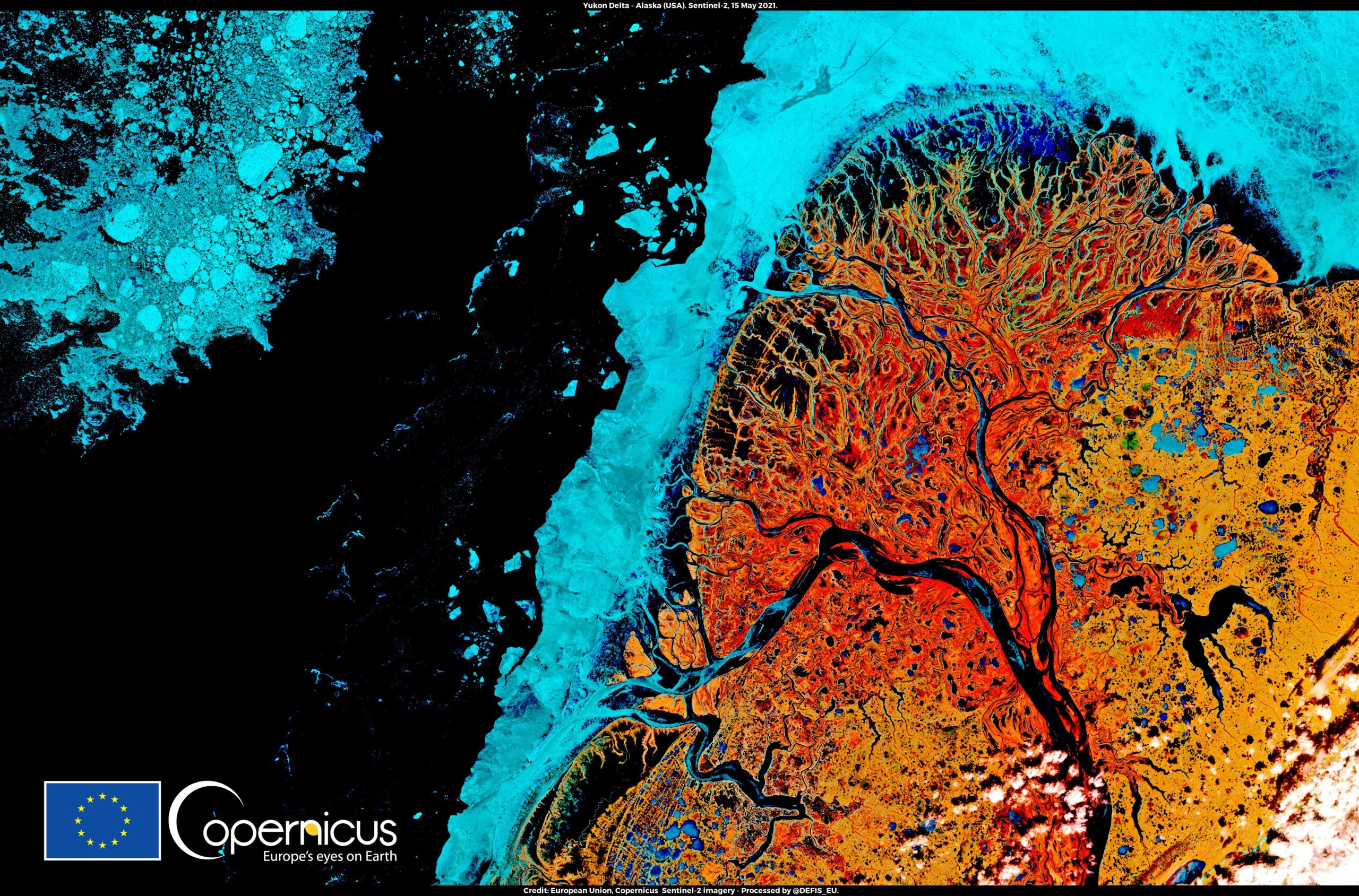 The thawing of the Yukon River Delta in Alaska (Copernicus) — Le pergélisol fond : l'Arctique libère son carbone